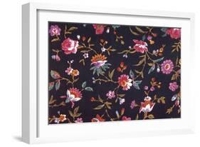 Floral Repeat on Black-null-Framed Giclee Print