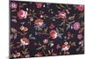 Floral Repeat on Black-null-Mounted Giclee Print