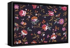 Floral Repeat on Black-null-Framed Stretched Canvas