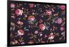 Floral Repeat on Black-null-Framed Giclee Print