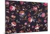 Floral Repeat on Black-null-Mounted Giclee Print