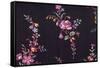 Floral Repeat on Black-null-Framed Stretched Canvas