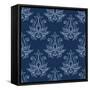 Floral Seamless Blue Paisley Pattern-seamartini-Framed Stretched Canvas