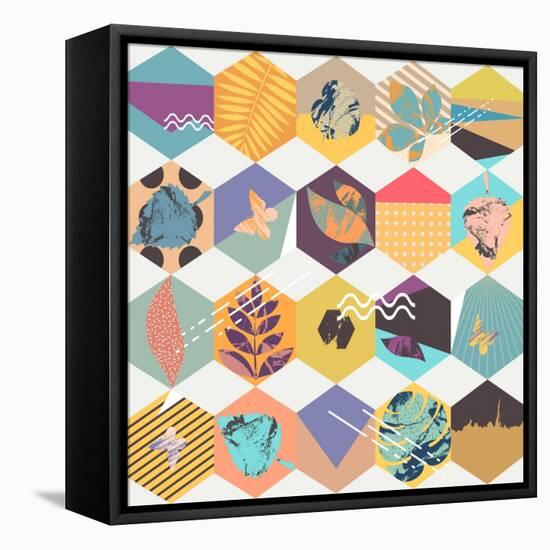 Floral Seamless Geometric Background-theromb-Framed Stretched Canvas