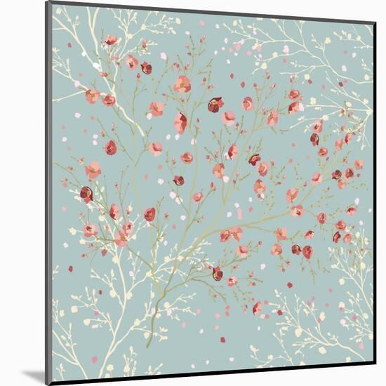 Floral Seamless Pattern with Blooming Branches in Springtime-Milovelen-Mounted Art Print