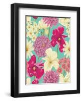 Floral Seamless Pattern with Flowers in Watercolor Style-hoverfly-Framed Art Print