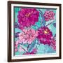 Floral Seamless Pattern with Hand Drawn Flowers - Chrysanthemum and Peony.-lian2011-Framed Art Print