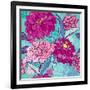 Floral Seamless Pattern with Hand Drawn Flowers - Chrysanthemum and Peony.-lian2011-Framed Art Print