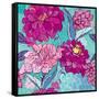 Floral Seamless Pattern with Hand Drawn Flowers - Chrysanthemum and Peony.-lian2011-Framed Stretched Canvas