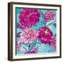 Floral Seamless Pattern with Hand Drawn Flowers - Chrysanthemum and Peony.-lian2011-Framed Art Print