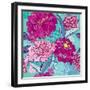 Floral Seamless Pattern with Hand Drawn Flowers - Chrysanthemum and Peony.-lian2011-Framed Art Print