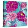 Floral Seamless Pattern with Hand Drawn Flowers - Chrysanthemum and Peony.-lian2011-Stretched Canvas