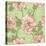 Floral Seamless Pattern with Pink Roses on Green Background-hoverfly-Stretched Canvas