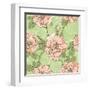 Floral Seamless Pattern with Pink Roses on Green Background-hoverfly-Framed Art Print