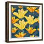 Floral Seamless Pattern with Yellow Tulips-marymyyr-Framed Art Print