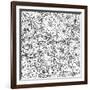 Floral Seamless Pattern. Zentangle Doodle Background. Black and White Hand-Drawn Pattern.-null-Framed Art Print