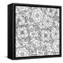 Floral Seamless Pattern. Zentangle Doodle Background. Black and White Hand-Drawn Pattern.-null-Framed Stretched Canvas