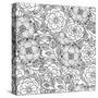 Floral Seamless Pattern. Zentangle Doodle Background. Black and White Hand-Drawn Pattern.-null-Stretched Canvas