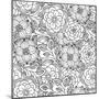 Floral Seamless Pattern. Zentangle Doodle Background. Black and White Hand-Drawn Pattern.-null-Mounted Art Print