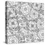 Floral Seamless Pattern. Zentangle Doodle Background. Black and White Hand-Drawn Pattern.-null-Stretched Canvas