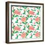 Floral Seamless Vector Pattern with Peony Flowers-tukkki-Framed Art Print