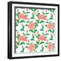 Floral Seamless Vector Pattern with Peony Flowers-tukkki-Framed Art Print