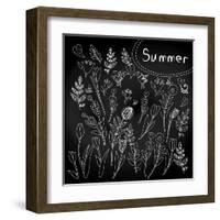 Floral Set on Chalkboard-klepsidra-Framed Art Print