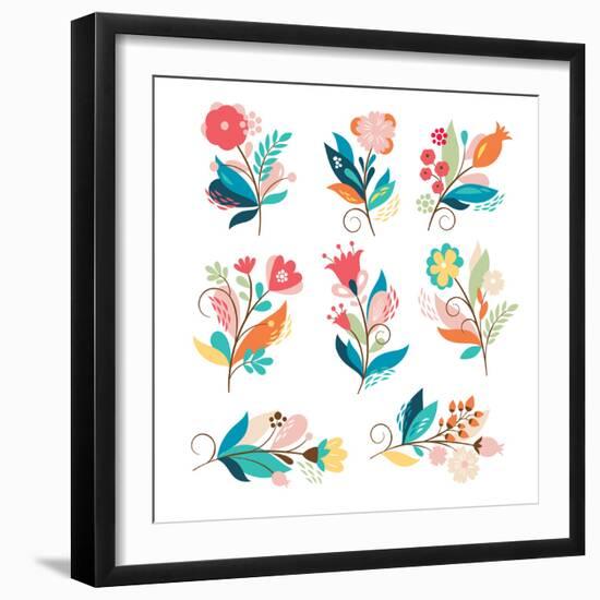 Floral Set-lenlis-Framed Premium Giclee Print