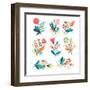 Floral Set-lenlis-Framed Art Print