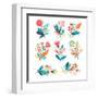 Floral Set-lenlis-Framed Art Print