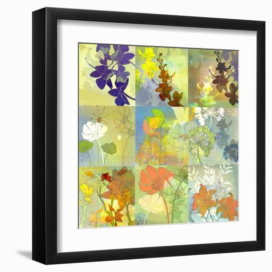 Floral Shadows-9 Patch-Jan Weiss-Framed Art Print