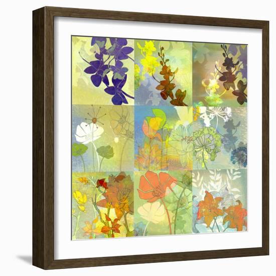 Floral Shadows-9 Patch-Jan Weiss-Framed Art Print