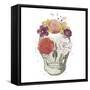 Floral Skull I-Wild Apple-Framed Stretched Canvas