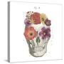 Floral Skull II-Wild Apple-Stretched Canvas