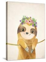 Floral Sloth 1-Kimberly Allen-Stretched Canvas