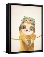 Floral Sloth 1-Kimberly Allen-Framed Stretched Canvas