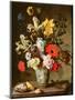 Floral Study with Beaker, Grasshopper and Seashells-Balthasar van der Ast-Mounted Giclee Print