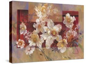 Floral sur la Rouge-Ruth Baderian-Stretched Canvas