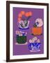 Floral Teacups - Purple-Tara Reed-Framed Art Print