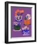 Floral Teacups - Purple-Tara Reed-Framed Art Print