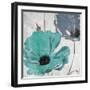 Floral Teal and Blue Hues-Milli Villa-Framed Art Print