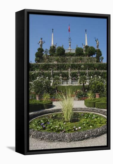 Floral terraces, Isola Bella, Lake Maggiore, Stresa, Borromean Islands, Italian Lakes, Piedmont, It-James Emmerson-Framed Stretched Canvas
