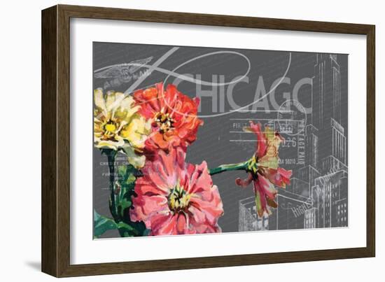 Floral Travel Chicago-null-Framed Giclee Print