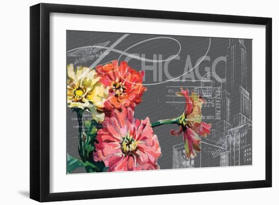 Floral Travel Chicago-null-Framed Giclee Print