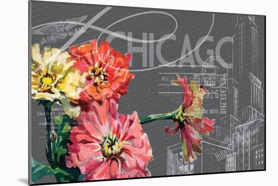 Floral Travel Chicago-null-Mounted Giclee Print