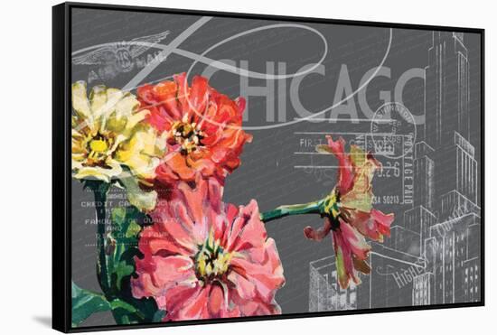 Floral Travel Chicago-null-Framed Stretched Canvas