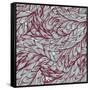 Floral Vintage Monochrome Doodle Pattern with Abstract Feathers-tairen-Framed Stretched Canvas