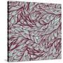 Floral Vintage Monochrome Doodle Pattern with Abstract Feathers-tairen-Stretched Canvas