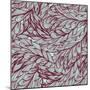 Floral Vintage Monochrome Doodle Pattern with Abstract Feathers-tairen-Mounted Art Print
