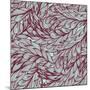 Floral Vintage Monochrome Doodle Pattern with Abstract Feathers-tairen-Mounted Art Print